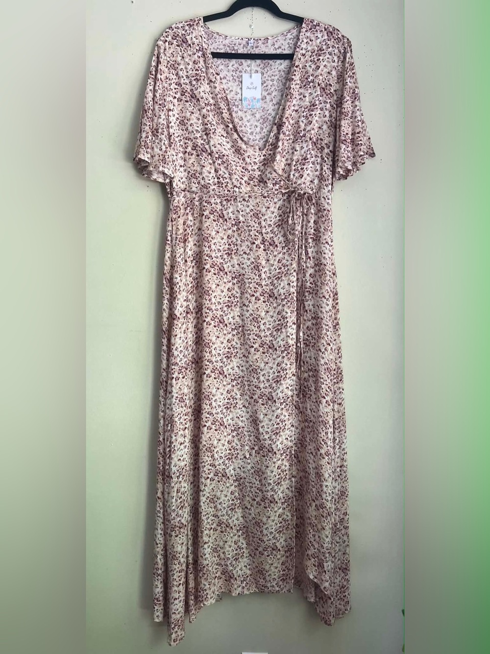 Blush Floral Wrap Maxi Dress with Tie Waist